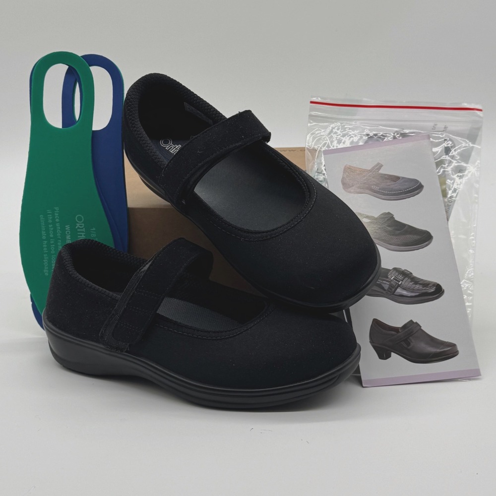 Orthofeet Springfield 827 Black Mary Jane Shoes Womens 8.5 X-Wide 2E Orthopedic